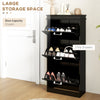 HOMCOM Shoe Cabinet for entryway, Narrow Shoe Storage Cabinet with 3 Flip Drawers and Adjustable Shelves for 15 Pairs of Shoes, Black