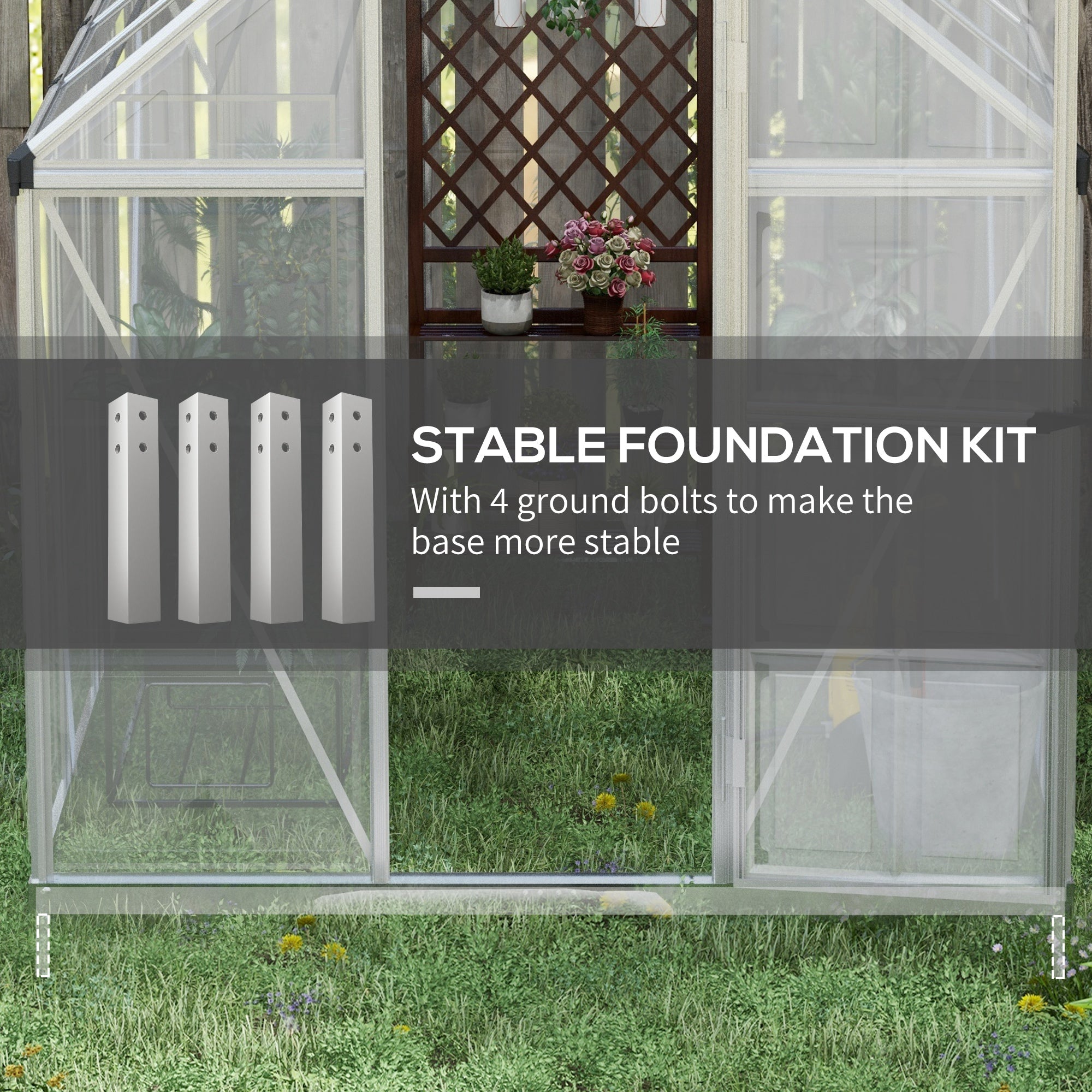 Outsunny 6' x 8' Polycarbonate Greenhouse with 2 Polycarbonate Types, Walk-in Green House with Hinged Door, 5-Level Roof Vents, Rain Gutter, Aluminium Frame and Foundation Kit
