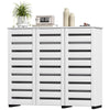 HOMCOM Narrow Shoe Cabinet with 3 Slatted Doors, Modern Shoe Storage Cabinet with Adjustable Shelves for 20 Pairs of Shoes, Slim Shoe Cabinet for Entryway, Hallway, White