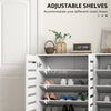HOMCOM Narrow Shoe Cabinet with 3 Slatted Doors, Modern Shoe Storage Cabinet with Adjustable Shelves for 20 Pairs of Shoes, Slim Shoe Cabinet for Entryway, Hallway, White