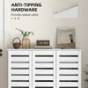 HOMCOM Narrow Shoe Cabinet with 3 Slatted Doors, Modern Shoe Storage Cabinet with Adjustable Shelves for 20 Pairs of Shoes, Slim Shoe Cabinet for Entryway, Hallway, White