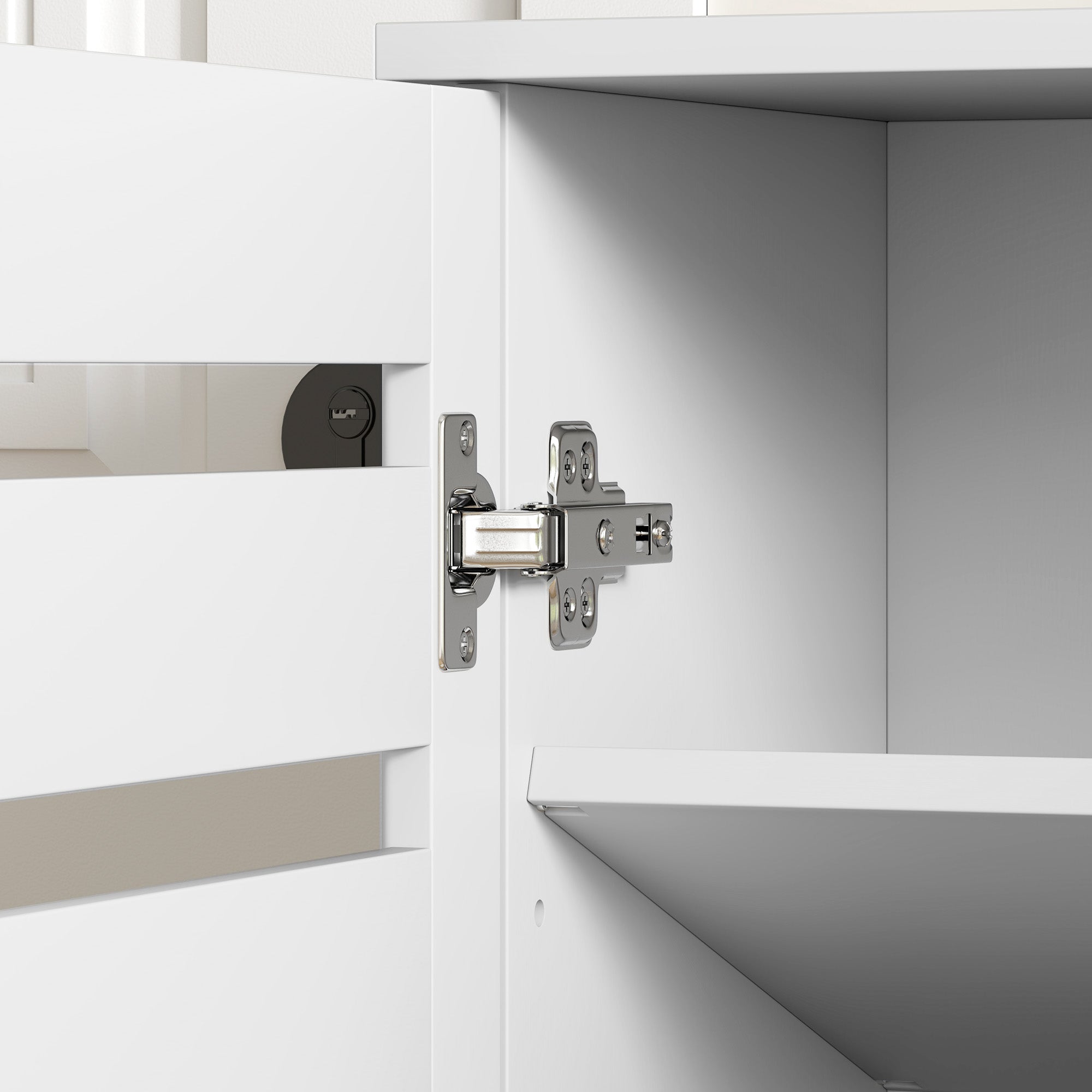 HOMCOM Narrow Shoe Cabinet with 3 Slatted Doors, Modern Shoe Storage Cabinet with Adjustable Shelves for 20 Pairs of Shoes, Slim Shoe Cabinet for Entryway, Hallway, White