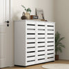 HOMCOM Narrow Shoe Cabinet with 3 Slatted Doors, Modern Shoe Storage Cabinet with Adjustable Shelves for 20 Pairs of Shoes, Slim Shoe Cabinet for Entryway, Hallway, White