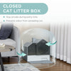 PawHut Hooded Cat Litter Box with Lid, Kitty Litter Pan with Pull-Out Drawer, Handle, Scoop, Deodorizer Packs for Odor Control & Easy-Clean, Grey