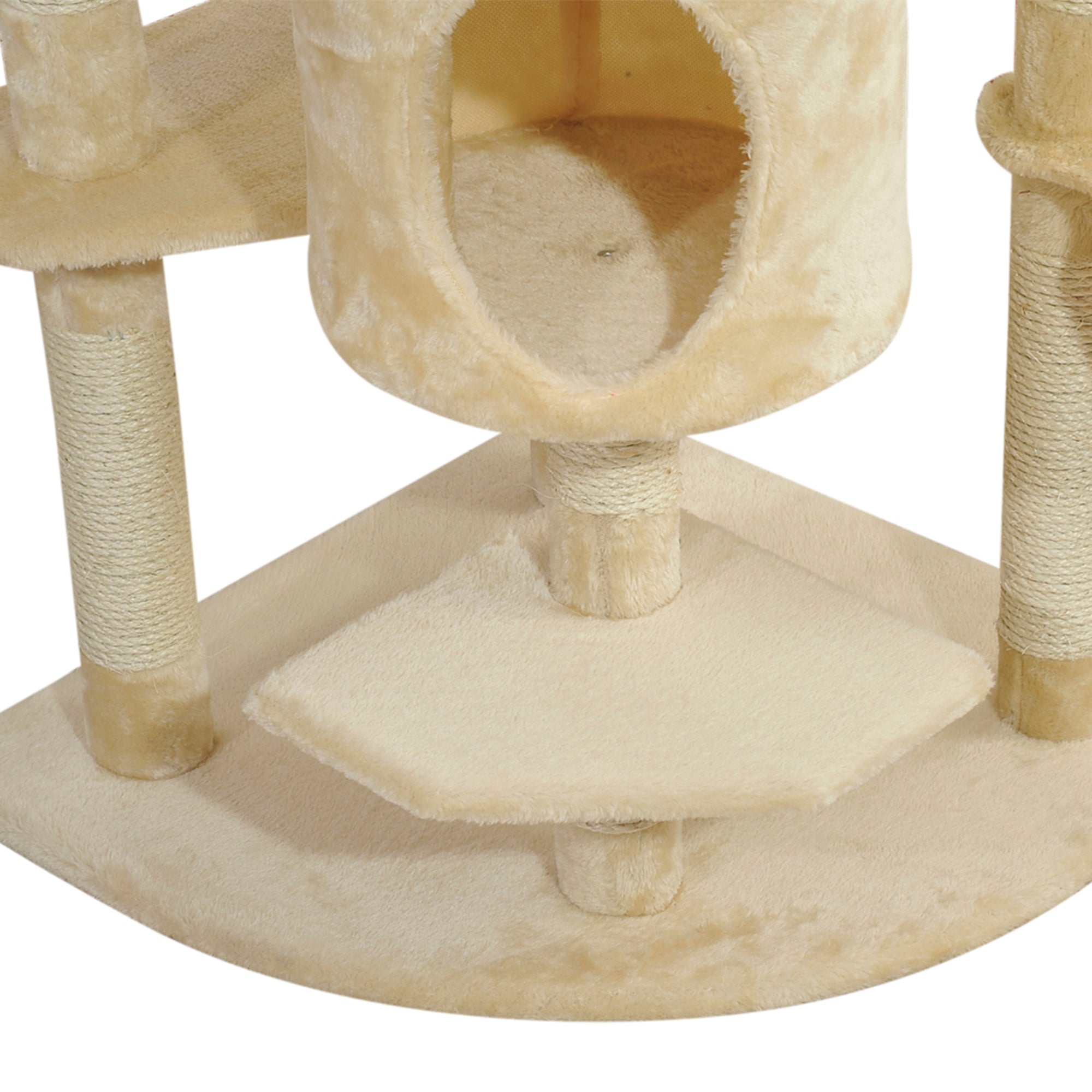 PawHut 79" Cat Tree Tower, Large Cat Condo Furniture, Multi-Level Cat Tower with Scratching Posts, Cozy Hammock, Dangling Balls - Beige