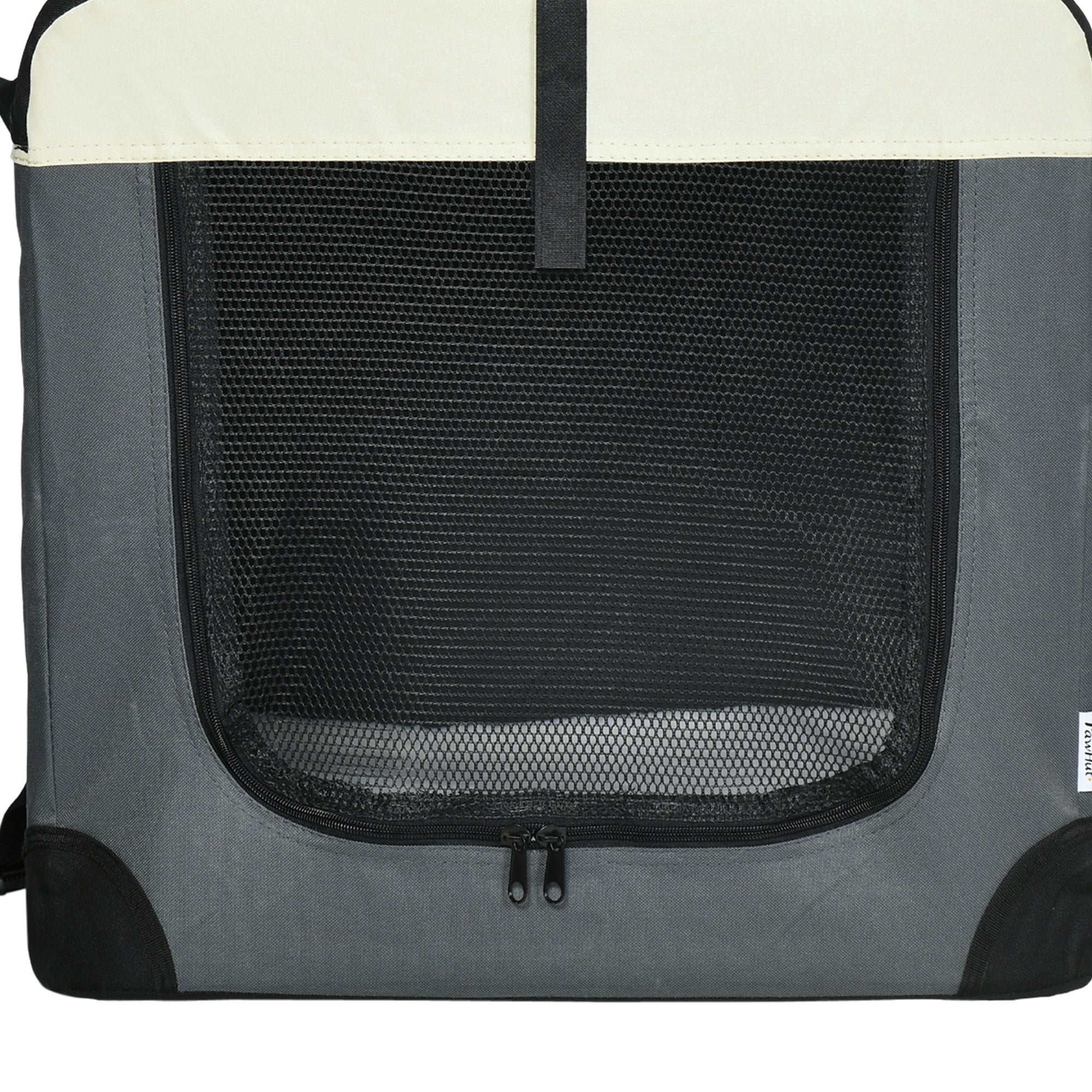 PawHut 60cm Foldable Pet Carrier for Small Dogs, Portable Cat Carrier Soft Side Pet Travel Crate with Removable Mat, Breathable Mesh - Grey