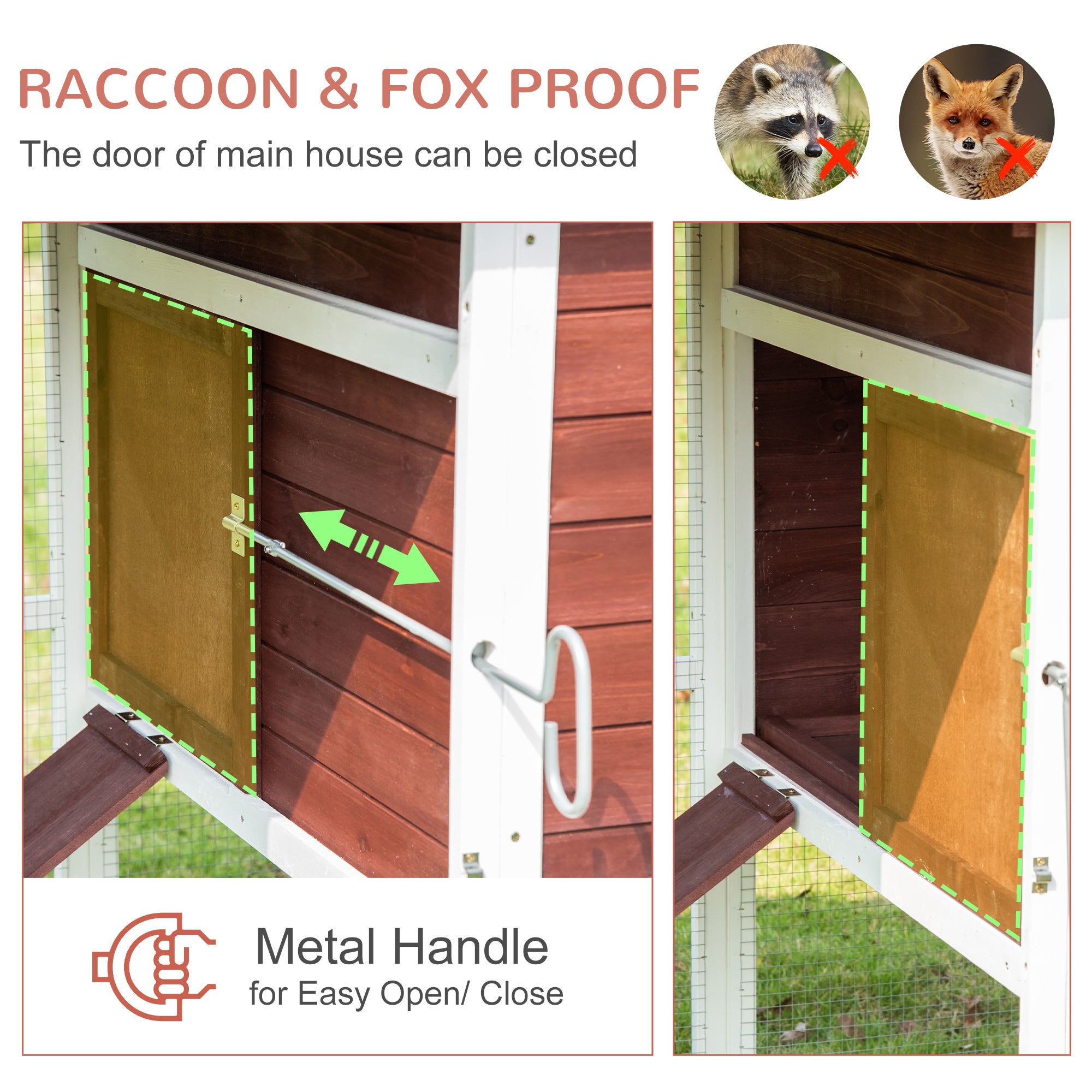 PawHut Large Chicken Coop with Run Poultry Coops Cages Hen House Wooden Chicken Run, Nesting Box, Removable Tray, Waterproof Asphalt Roof 207 x 105 x 145cm