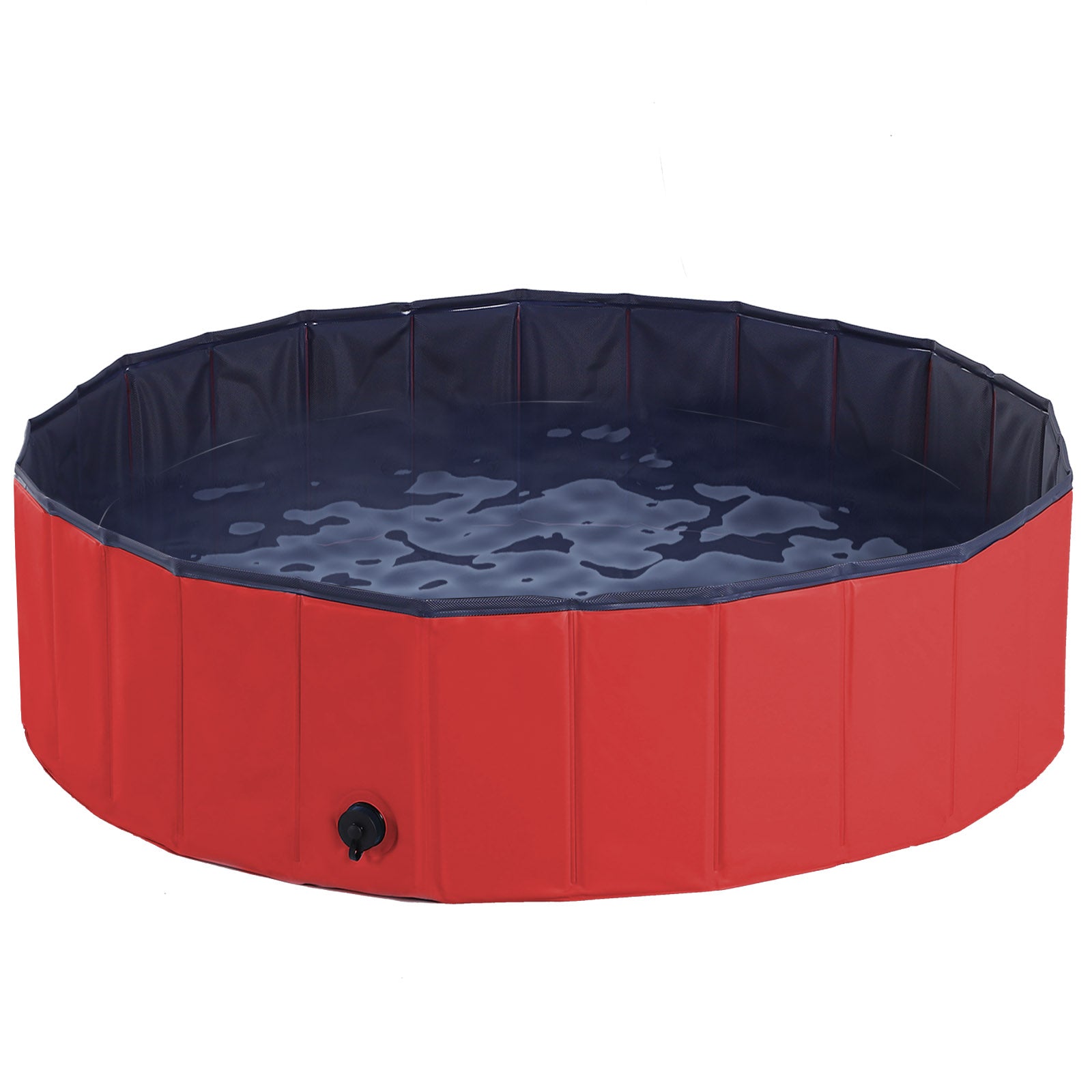 PawHut Foldable Dog Paddling Pool Pet Cat Swimming Pool Indoor/Outdoor Collapsible Summer Bathing Tub Shower Tub Puppy Washer (Φ120 × 30H cm, Red)