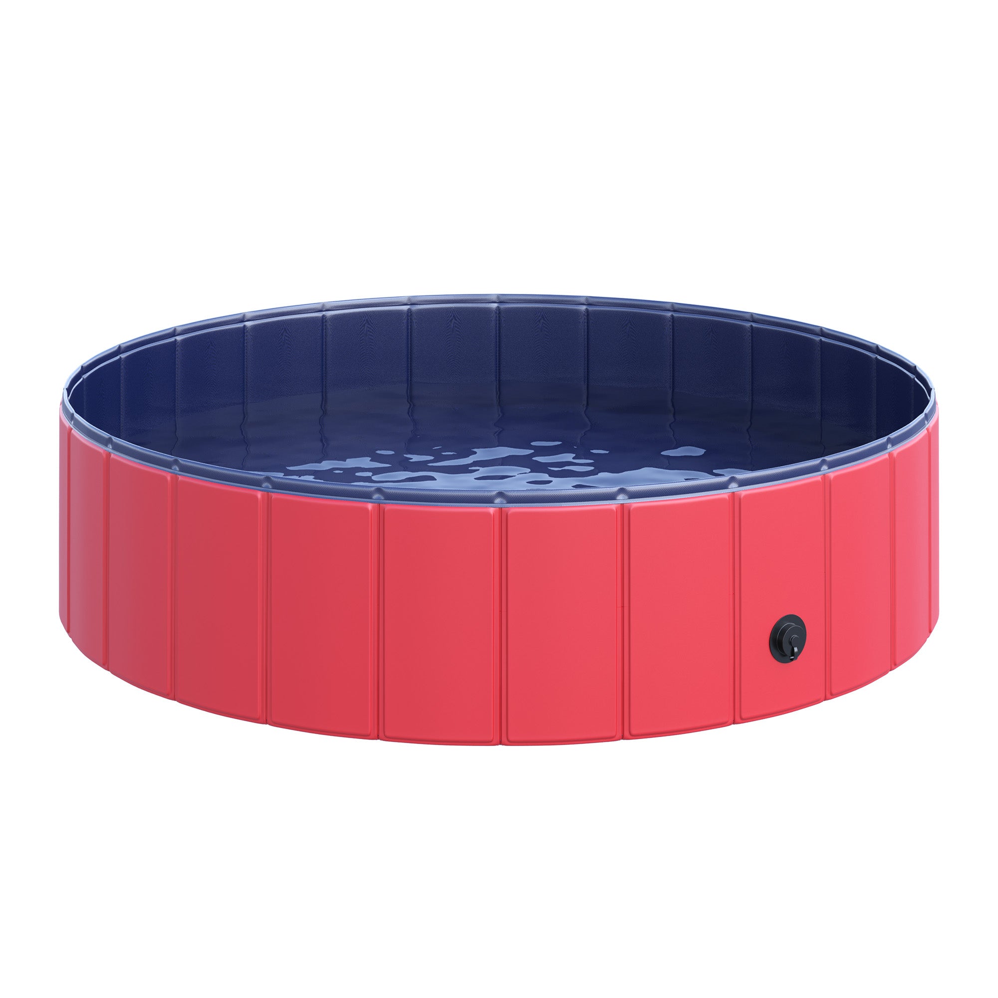 PawHut Foldable Dog Paddling Pool Pet Cat Swimming Pool Indoor/Outdoor Collapsible Summer Bathing Tub Shower Tub Puppy Washer (Φ120 × 30H cm, Red)
