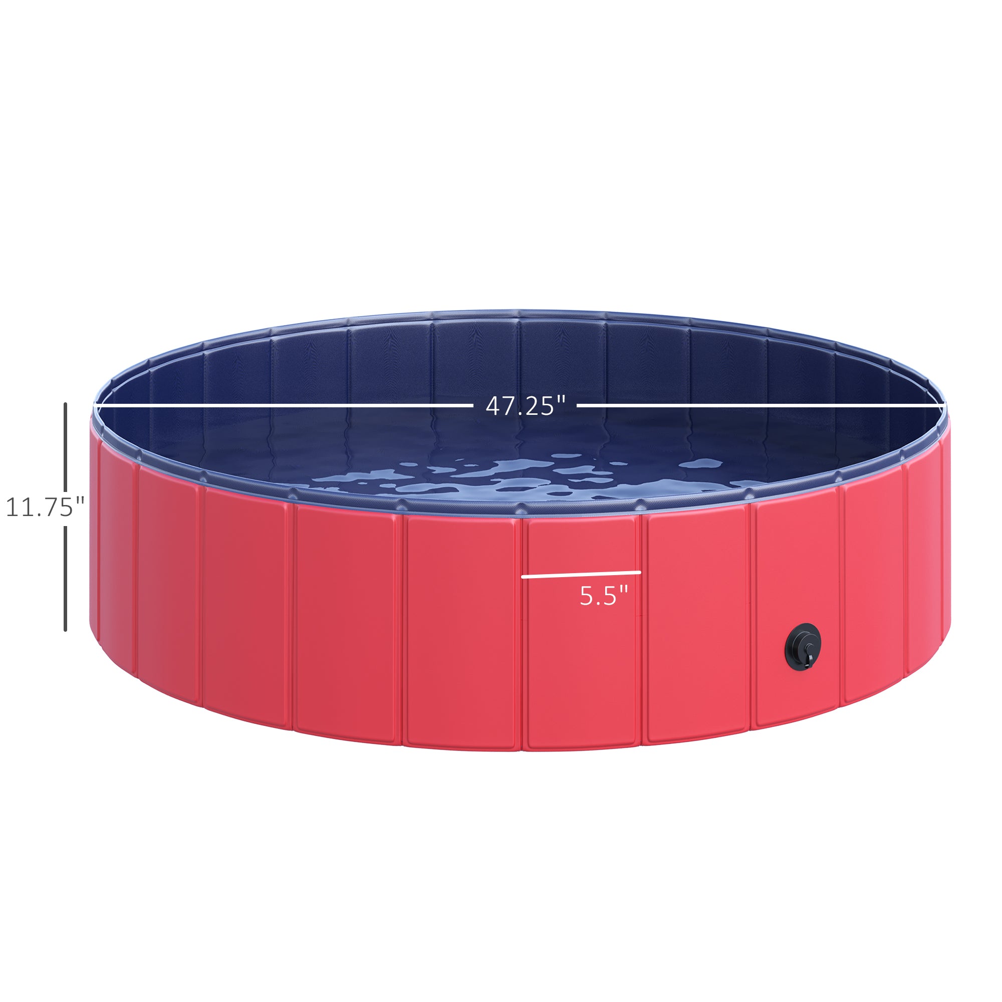 PawHut Folding Dog Pool Portable Pet Kiddie Swimming Pool, Outdoor/Indoor Puppy Bath Tub with Nonslip Bottom for Dogs & Cats,  (Φ47", Red)