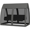 Outsunny 3-Seat Outdoor Swing Chair, Chaise Lounger Bed, Garden Hammock, Converting Flat Bed with Steel Stand, Canopy and Mesh Netting for Garden, Patio, Porch, Dark Grey