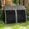 Outsunny 3-Seat Outdoor Swing Chair, Chaise Lounger Bed, Garden Hammock, Converting Flat Bed with Steel Stand, Canopy and Mesh Netting for Garden, Patio, Porch, Dark Grey