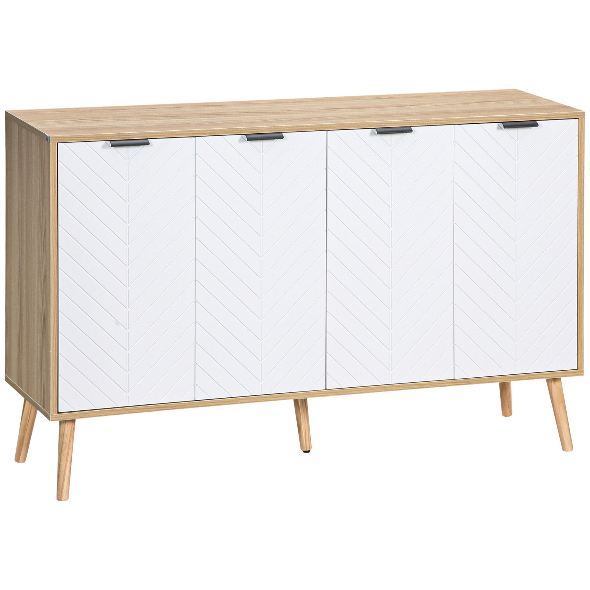 HOMCOM Kitchen Sideboard, Modern Storage Cabinet, Accent Cupboard with Adjustable Shelves, Natural