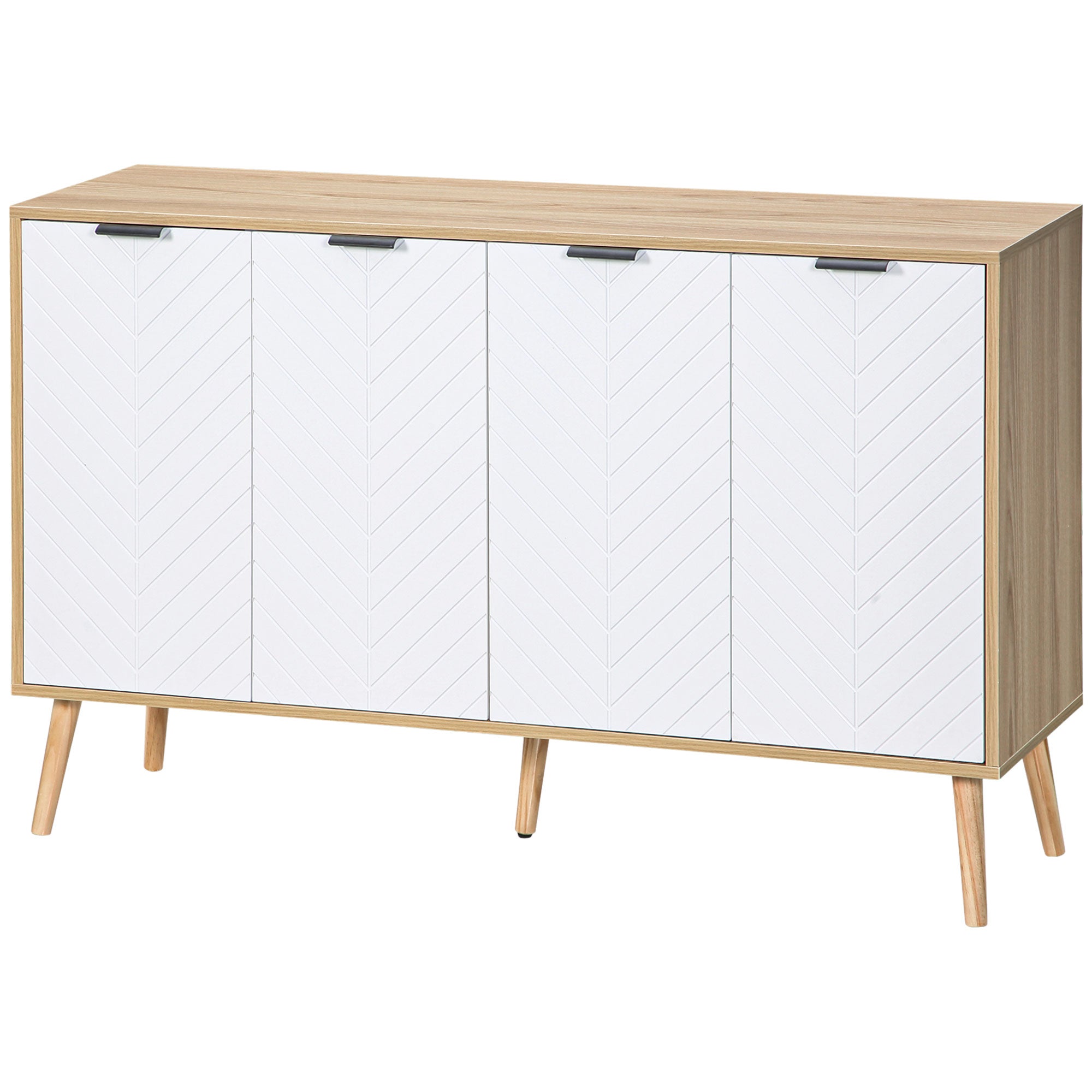 HOMCOM Kitchen Sideboard, Modern Storage Cabinet, Accent Cupboard with Adjustable Shelves, Natural