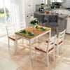 HOMCOM Dining Table Set for 4, 5 Piece Pine Wood Kitchen Table with High Back Chairs, Rectangular Table and 4 Armless Chair, White and Natural Wood