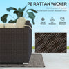 Outsunny 6 Pieces Rattan Patio Furniture Set, 5 Seater Sectional Outdoor Furniture with Wicker Corner Sofa and Wood-Plastic Coffee Table for Deck, Porch, Garden, Light Khaki