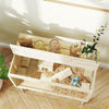 PawHut Large Hamster Cage, 28"Length Wooden Hamster Cage for Syrian, Dwarf, Gerbil, Hamster Habitat with Seesaw, Water Bottle, Food Dish, Hut, Transparent Panel for Easy Observe