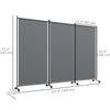 Outsunny 3 Panel Folding Room Divider with Lockable Wheels, 6ft Rolling Privacy Screen, Portable Freestanding Privacy Panel for Garden Backyard Deck Pool Hot Tub, Dark Grey
