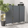 Outsunny 3 Panel Folding Room Divider with Lockable Wheels, 6ft Rolling Privacy Screen, Portable Freestanding Privacy Panel for Garden Backyard Deck Pool Hot Tub, Dark Grey