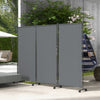 Outsunny 3 Panel Folding Room Divider with Lockable Wheels, 6ft Rolling Privacy Screen, Portable Freestanding Privacy Panel for Garden Backyard Deck Pool Hot Tub, Dark Grey