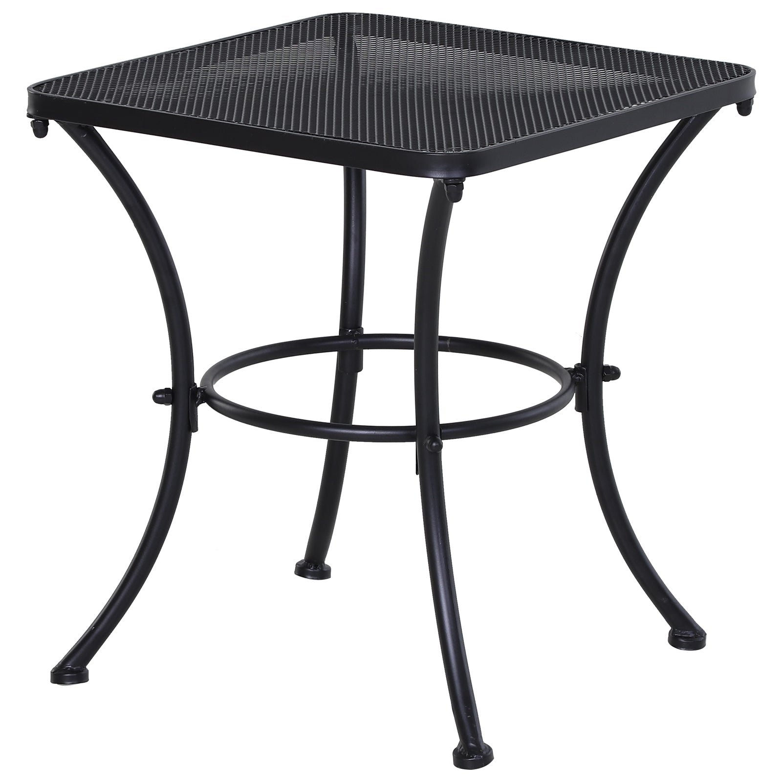 Outsunny 18"x18"x20" Square Garden Metal Bistro Table Outdoor Patio Coffee Side Desk, Black
