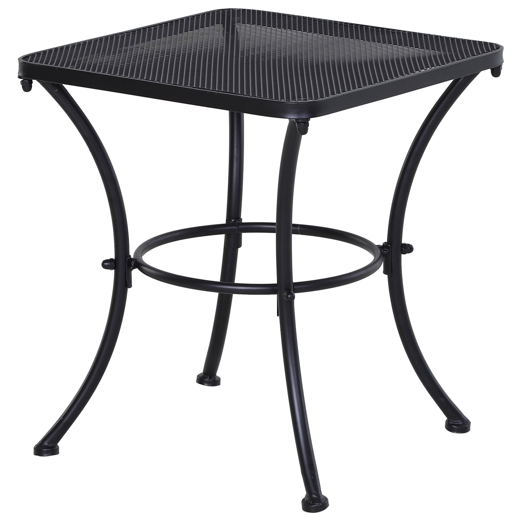 Outsunny 18"x18"x20" Square Garden Metal Bistro Table Outdoor Patio Coffee Side Desk, Black