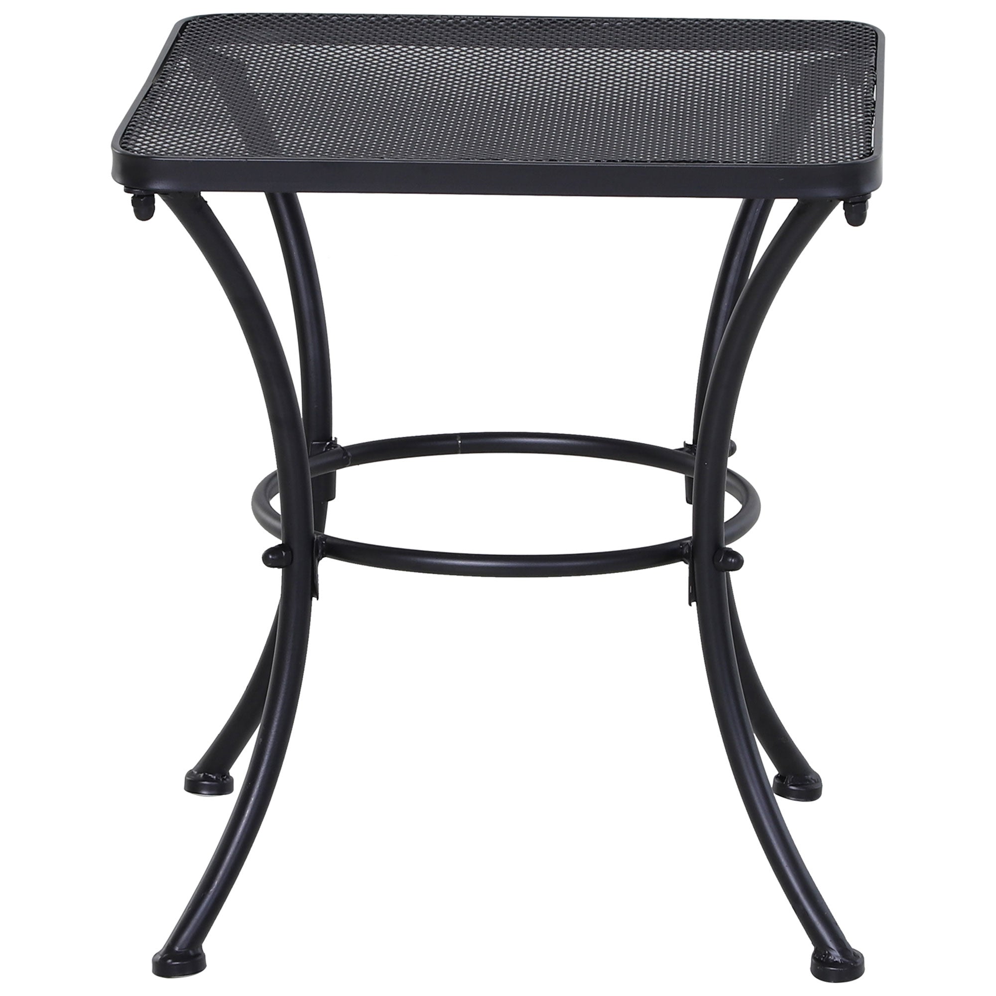 Outsunny 18"x18"x20" Square Garden Metal Bistro Table Outdoor Patio Coffee Side Desk, Black