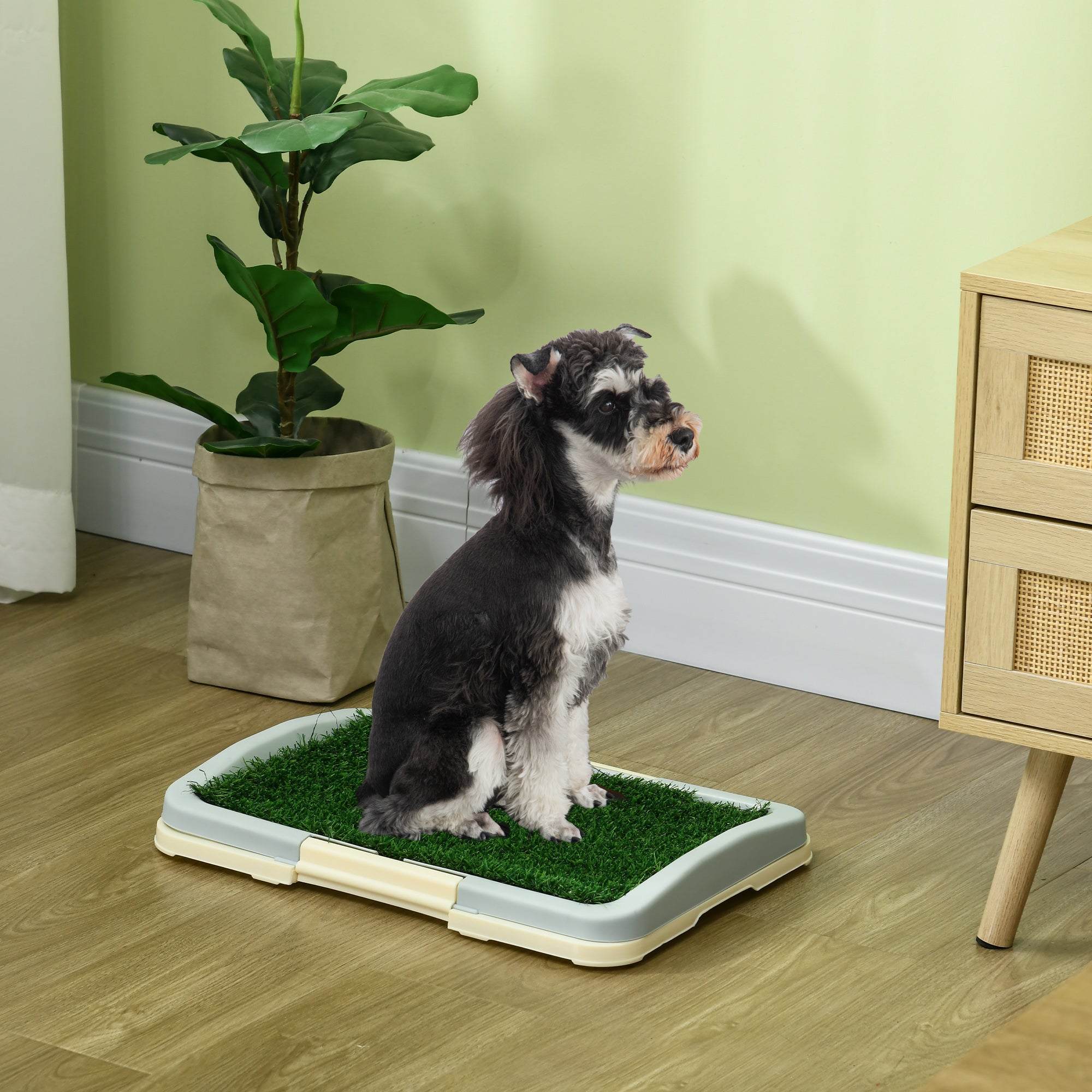 PawHut Dog Toilet, Puppy Training Pad Indoor, Portable Puppy Pad with Artificial Grass, Grid Panel, Tray, 46.5 x 34cm