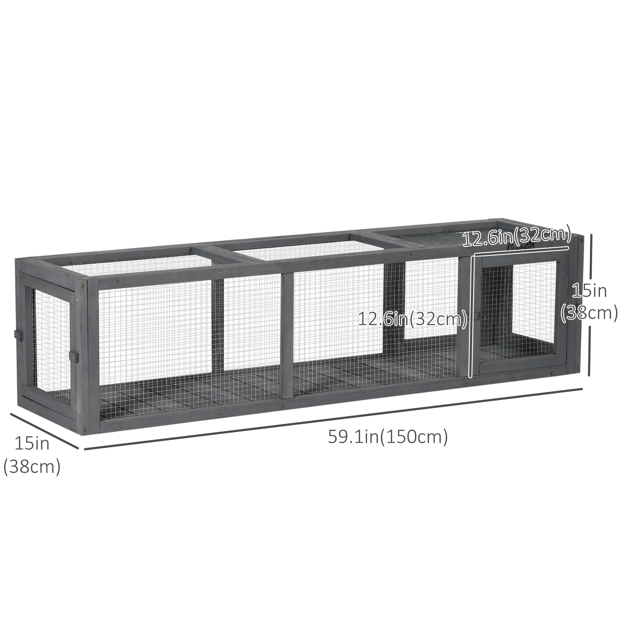 PawHut 59" Long Cat Tunnel, Cat shelter L- Shape with Extendable Design, Cat Enclosure for Indoor/Outdoor Use with Weather Protection, Removable Door, Lead Grey