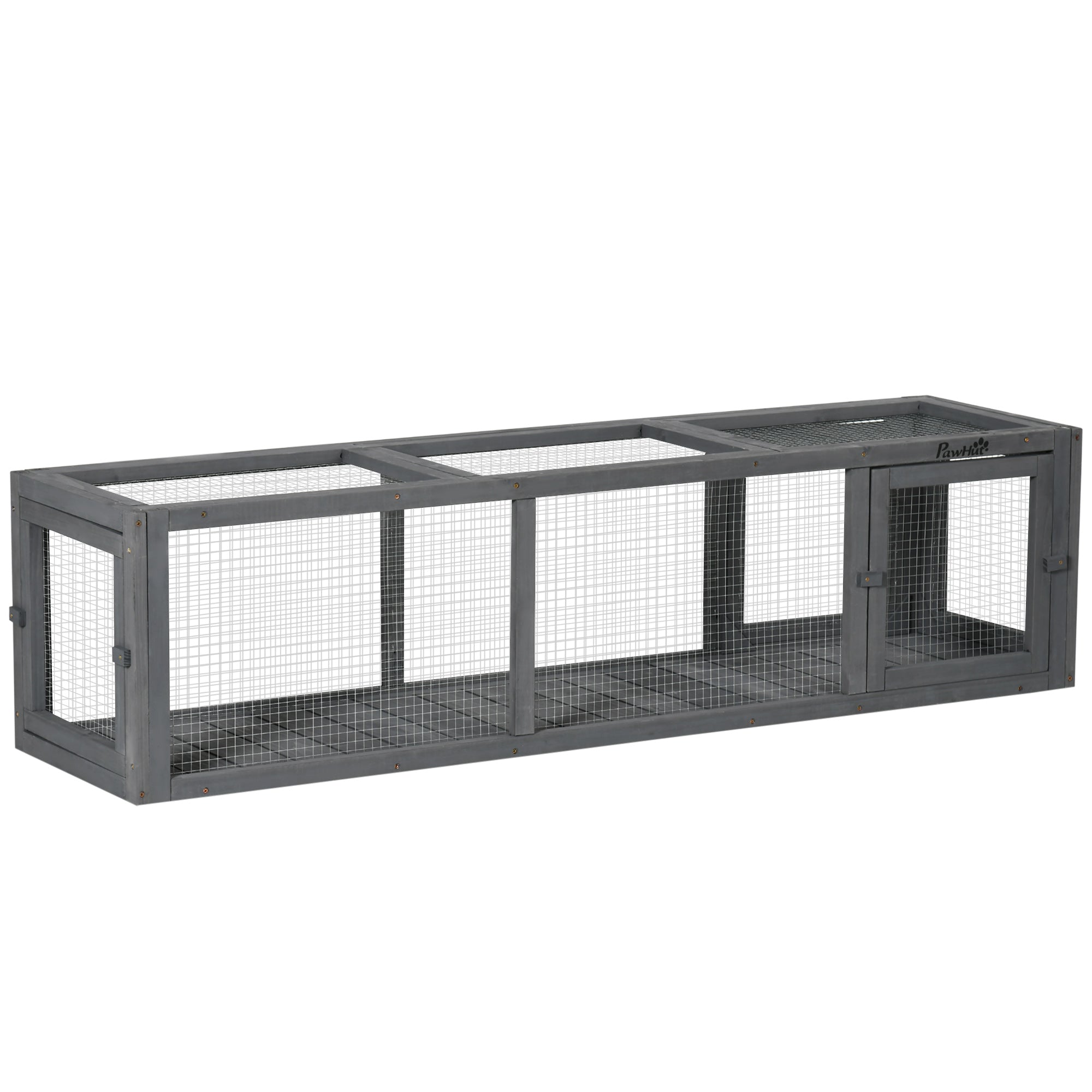 PawHut 59" Long Cat Tunnel, Cat shelter L- Shape with Extendable Design, Cat Enclosure for Indoor/Outdoor Use with Weather Protection, Removable Door, Lead Grey