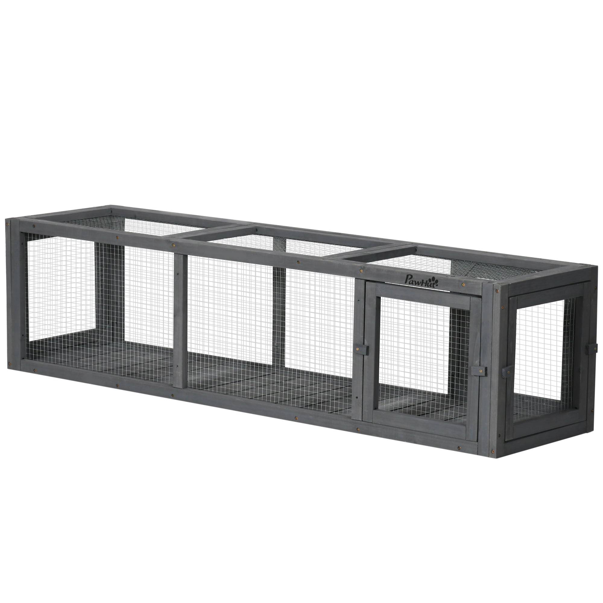 PawHut Large Cat Tunnel 150cm Extra Long Cat Enclosure w/ Multiple Entrances, for Cat, Rabbit, Puppy - Grey