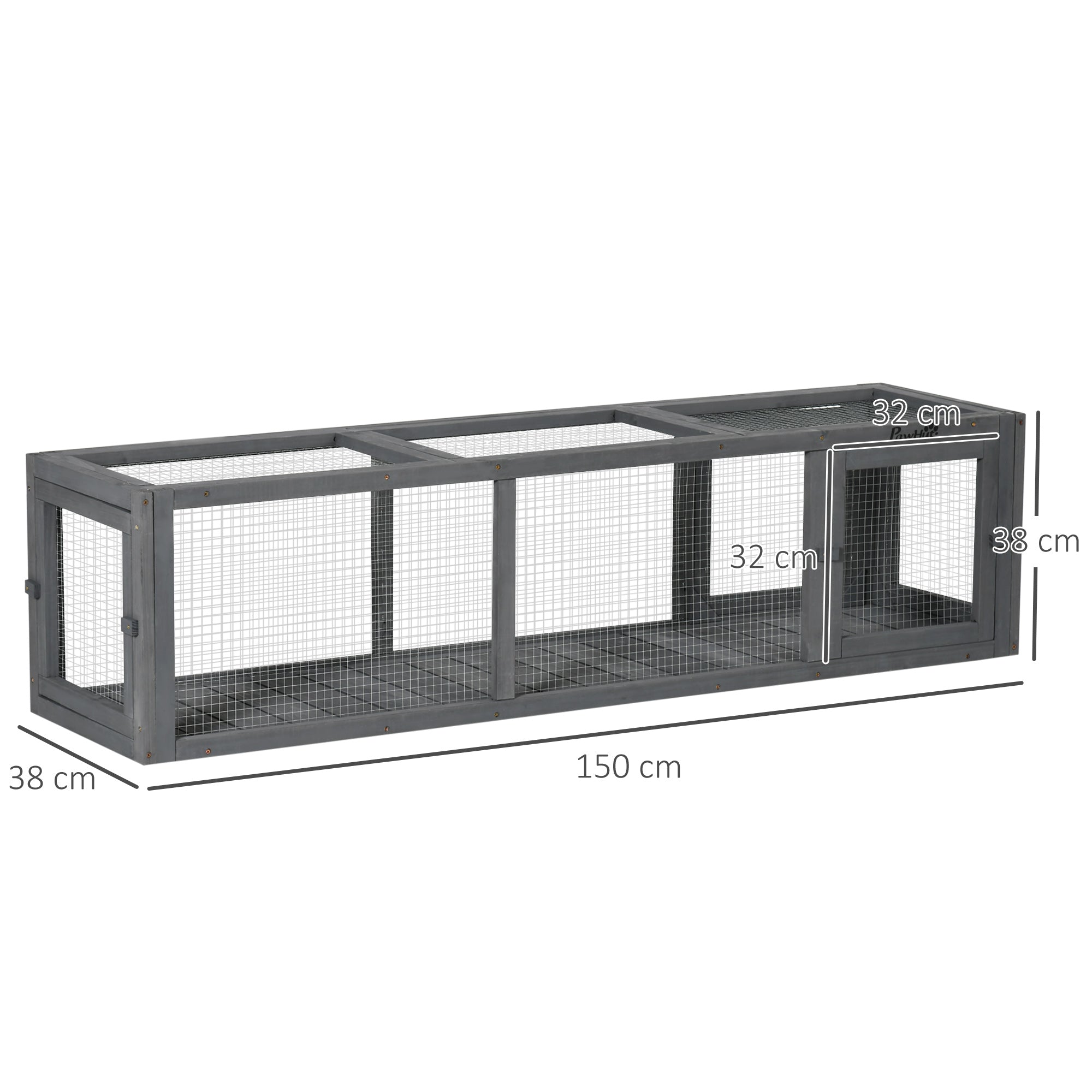 PawHut Large Cat Tunnel 150cm Extra Long Cat Enclosure w/ Multiple Entrances, for Cat, Rabbit, Puppy - Grey