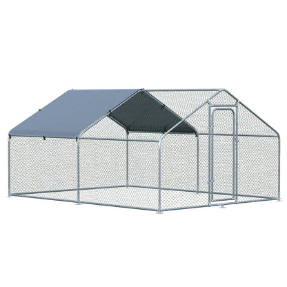 PawHut Large Chicken Coop Metal Chicken Run for Chickens with Waterproof and Anti-U Cover, Spire Shaped Walk in Fence Cage Hen House for Outdoor and Yard Farm Use, 1.26" Dia, 9.8' x 13.1' x 6.4'