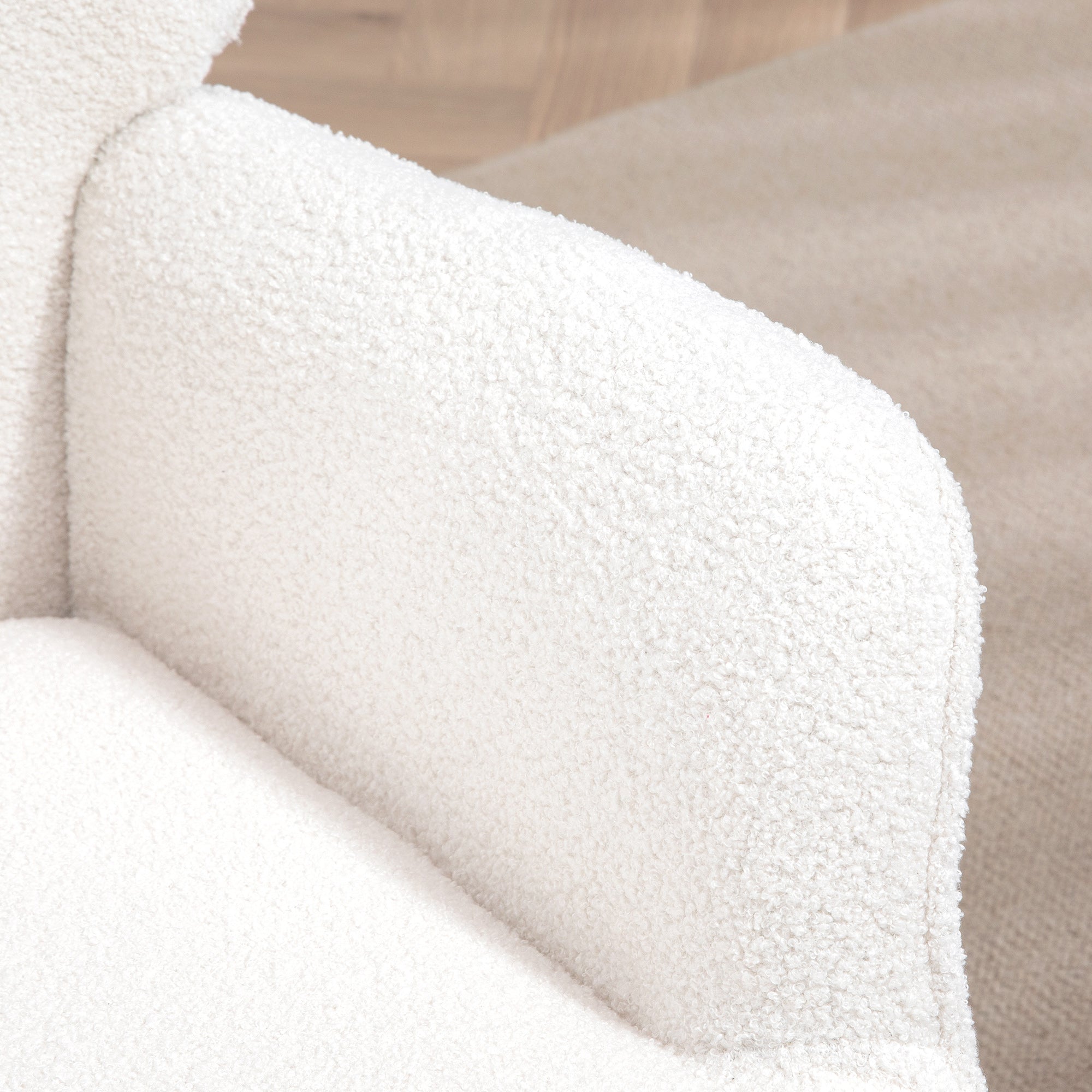 HOMCOM Modern Sherpa Boucle Accent Chair, Upholstered Lounge Chair, Fluffy Armchair for Living Room, Bedroom, Reading Room, Cream White