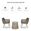 Outsunny 3 Pieces Wicker Patio Furniture Set, Rattan Bistro Set with Coffee Table and Cushions, Outdoor Conversation Set for Garden, Porch, Balcony, Grey