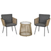 Outsunny 3 Pieces Wicker Patio Furniture Set, Rattan Bistro Set with Coffee Table and Cushions, Outdoor Conversation Set for Garden, Porch, Balcony, Grey