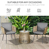 Outsunny 3 Pieces Wicker Patio Furniture Set, Rattan Bistro Set with Coffee Table and Cushions, Outdoor Conversation Set for Garden, Porch, Balcony, Grey