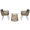 Outsunny 3 Pieces Wicker Patio Furniture Set, Rattan Bistro Set with Coffee Table and Cushions, Outdoor Conversation Set for Garden, Porch, Balcony, Grey