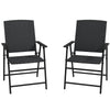 Outsunny Outdoor Wicker Dining Chair Set of 2, 2 Pieces Rattan Foldable Chair with Steel Frame for Garden, Backyard, Porch, Black