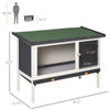 PawHut Wooden Rabbit Hutch, Bunny Cage, Guinea Pig House with Pull-Out Tray, and Openable Asphalt Roof for Outdoor, Black