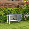 PawHut Wooden Rabbit Hutch, Bunny Cage, Guinea Pig House with Pull-Out Tray, and Openable Asphalt Roof for Outdoor, Black