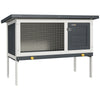 PawHut Wooden Rabbit Hutch, Bunny Cage, Guinea Pig House with Pull-Out Tray, and Openable Asphalt Roof for Outdoor, Black