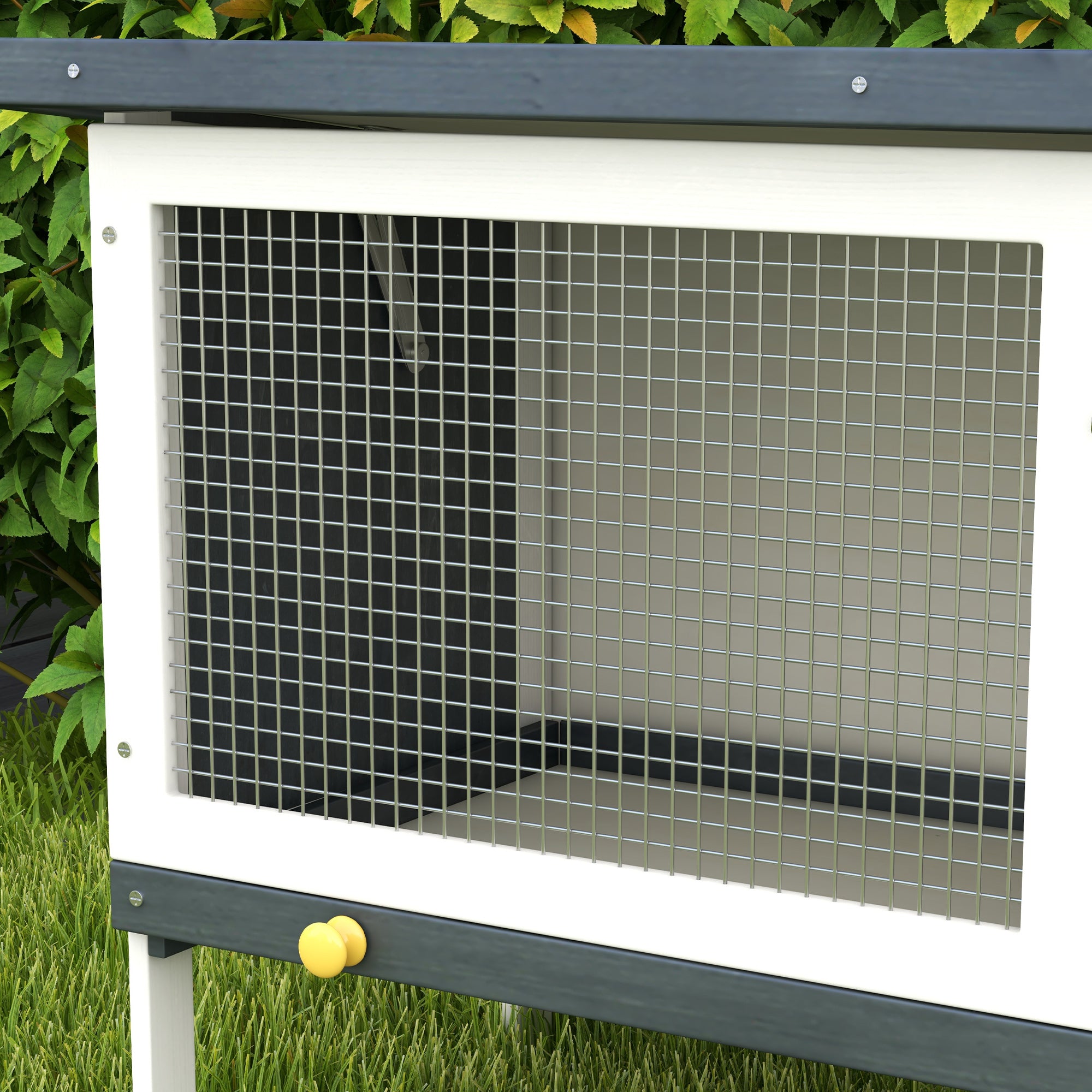 PawHut Wooden Rabbit Hutch, Bunny Cage, Guinea Pig House with Pull-Out Tray, and Openable Asphalt Roof for Outdoor, Black