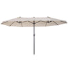 Outsunny 15ft Double-sided Patio Umbrella with Twin Canopy, Extra Large Outdoor Parasol with Crank for Pool, Deck, Market, Beige