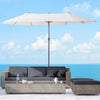 Outsunny 15ft Double-sided Patio Umbrella with Twin Canopy, Extra Large Outdoor Parasol with Crank for Pool, Deck, Market, Beige