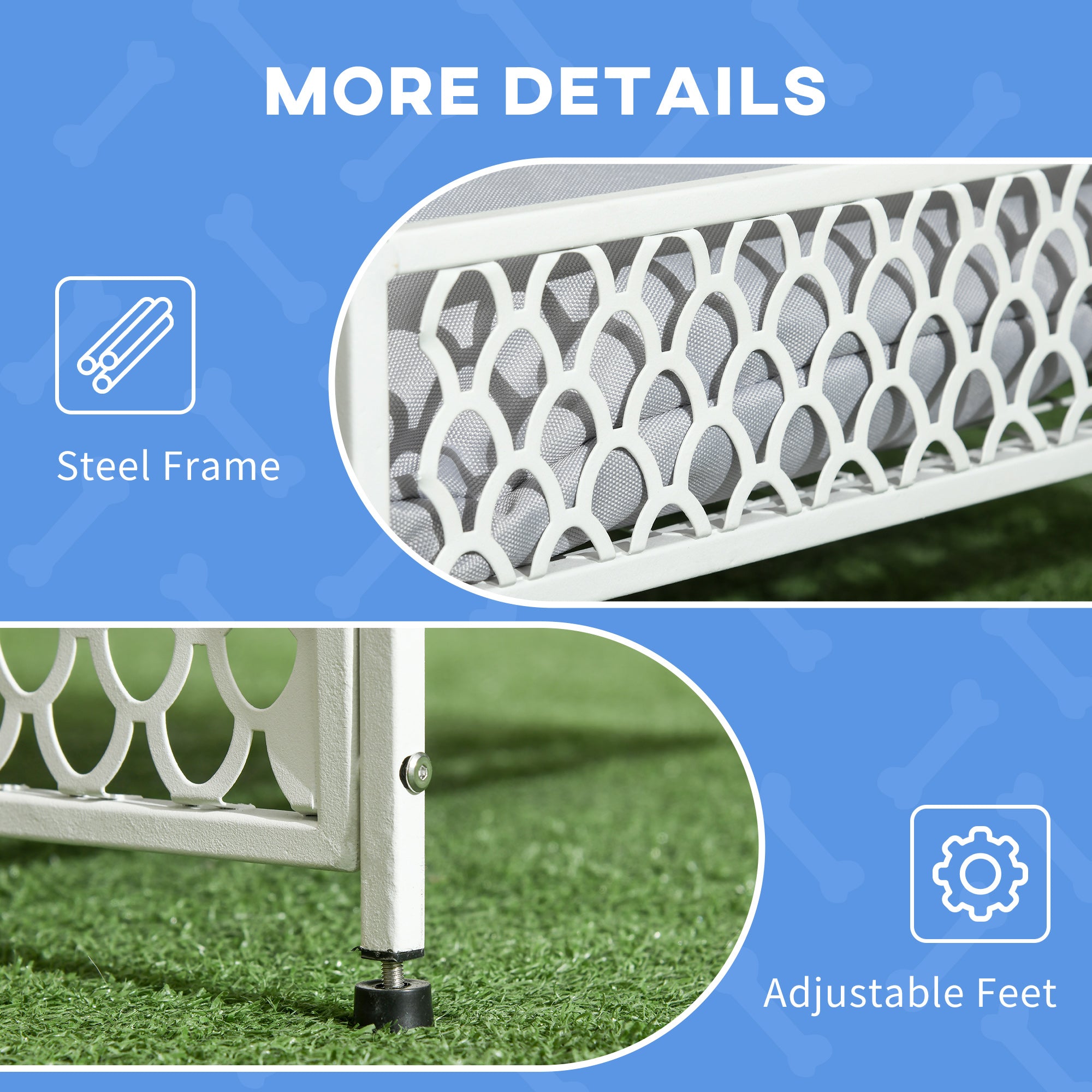 PawHut Raised Dog Bed with Water-Resistant Sun Canopy, Elevated Dog Bed  with Soft Cushion, for Indoor, Outdoor, Small and Medium Dogs - Grey