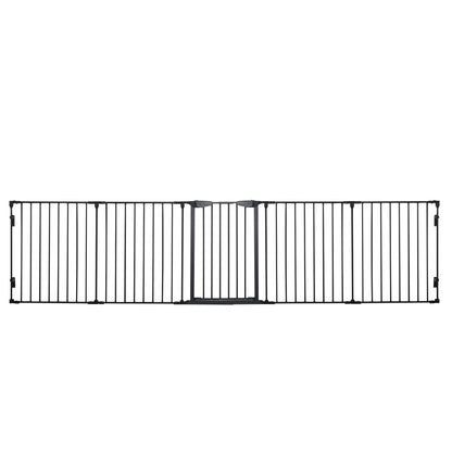 PawHut Dog Playpen Indoor, Foldable Pet Fence Puppy Pen for Small Medium Dogs with Door, 5 Panels, 29 Inch Tall, for Stairway, Doorway, Hallway, Black