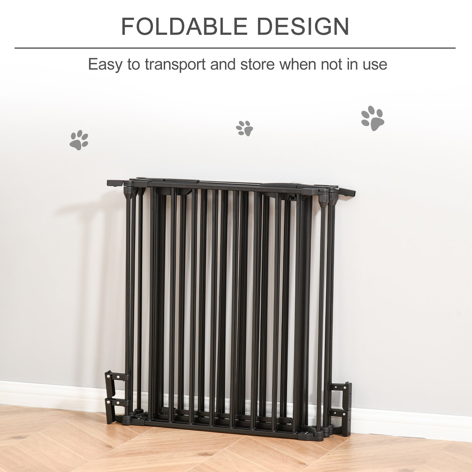 PawHut Dog Playpen Indoor, Foldable Pet Fence Puppy Pen for Small Medium Dogs with Door, 5 Panels, 29 Inch Tall, for Stairway, Doorway, Hallway, Black