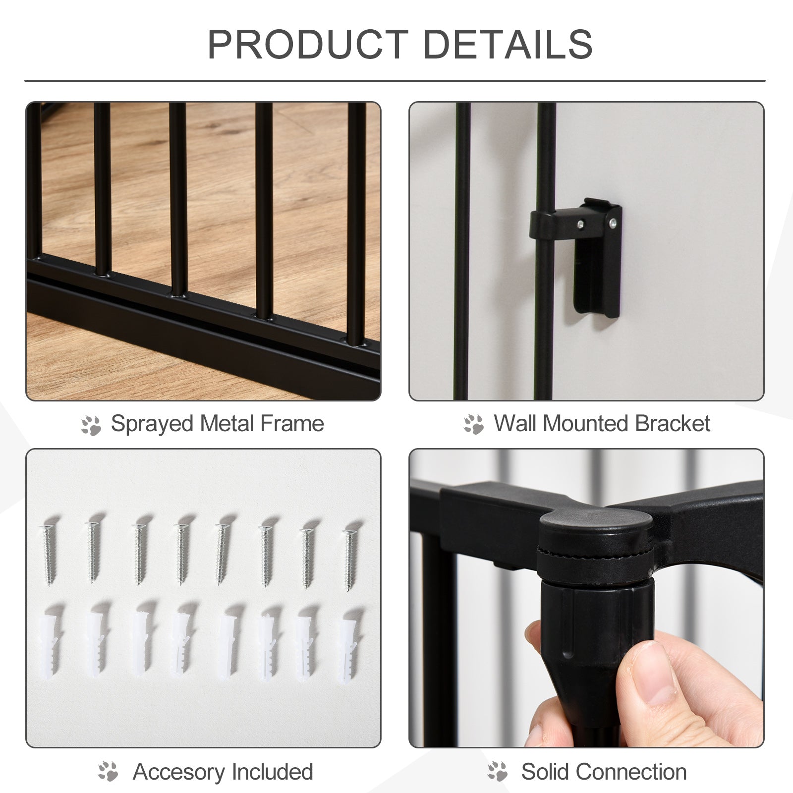 PawHut Dog Playpen Indoor, Foldable Pet Fence Puppy Pen for Small Medium Dogs with Door, 5 Panels, 29 Inch Tall, for Stairway, Doorway, Hallway, Black