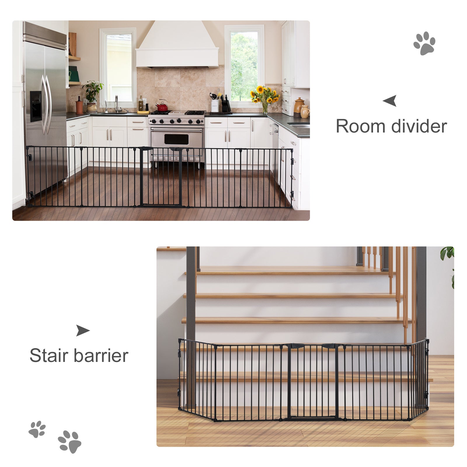PawHut Dog Playpen Indoor, Foldable Pet Fence Puppy Pen for Small Medium Dogs with Door, 5 Panels, 29 Inch Tall, for Stairway, Doorway, Hallway, Black
